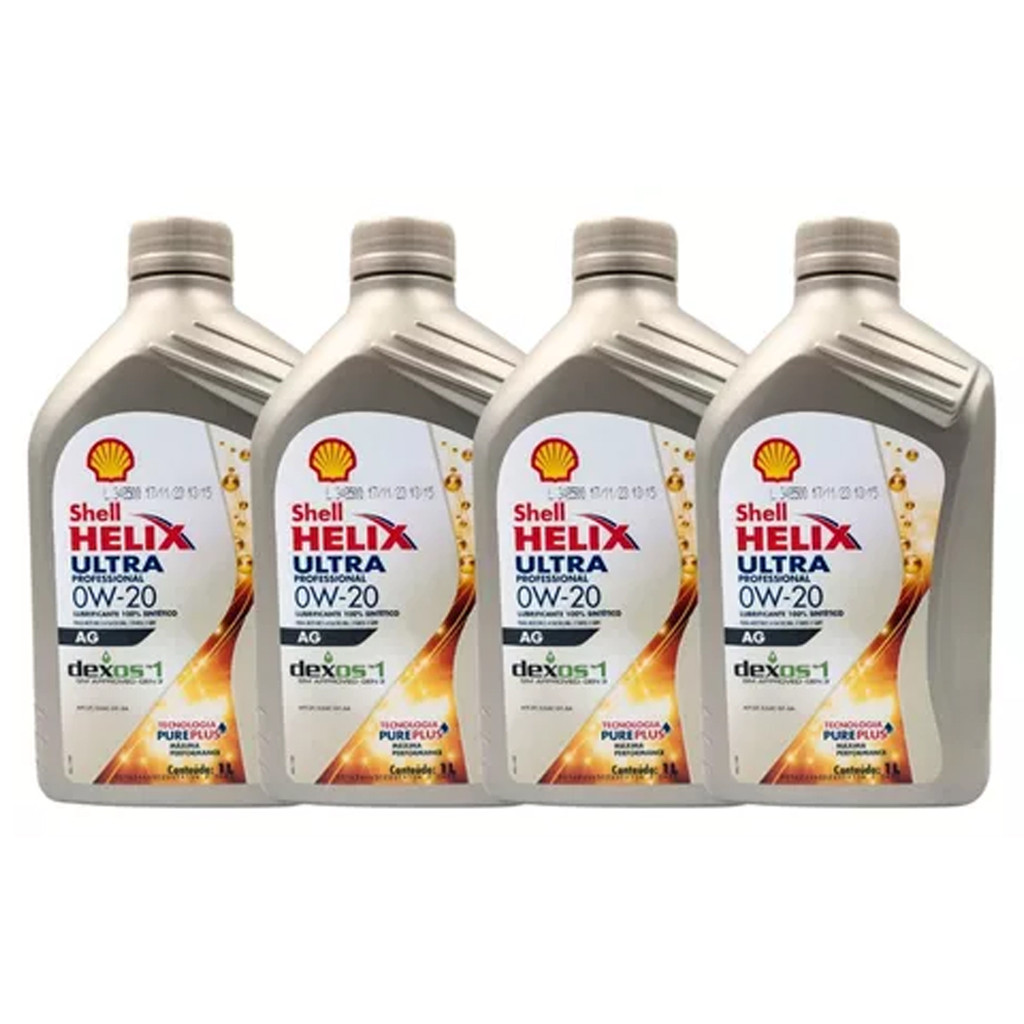 Kit 4 Óleos De Motor Shell Ultra Professional 0W20 Dexos 1 Sintético