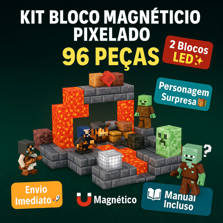 Kit 85/96/132 Blocos Montar Magnéticos com Luzes 