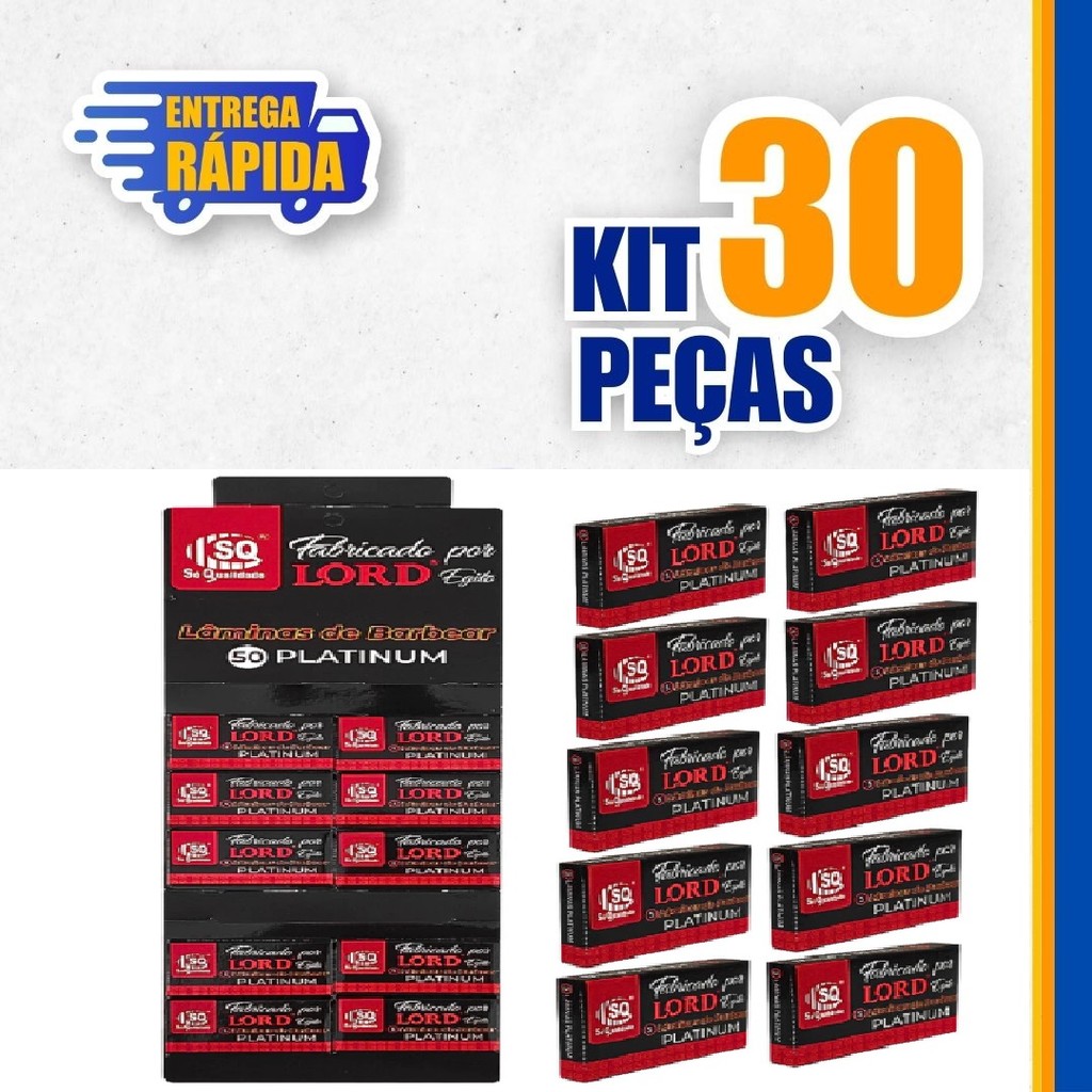 50/30/20/10 Lâminas LORD PLATINUM Gilletes Profissional com 30 Peças de Para Barbeiros Fabricadas no