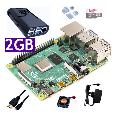 Kit Raspberry Pi 4 Pi4 B 2gb Fonte Case Sd32gb + N