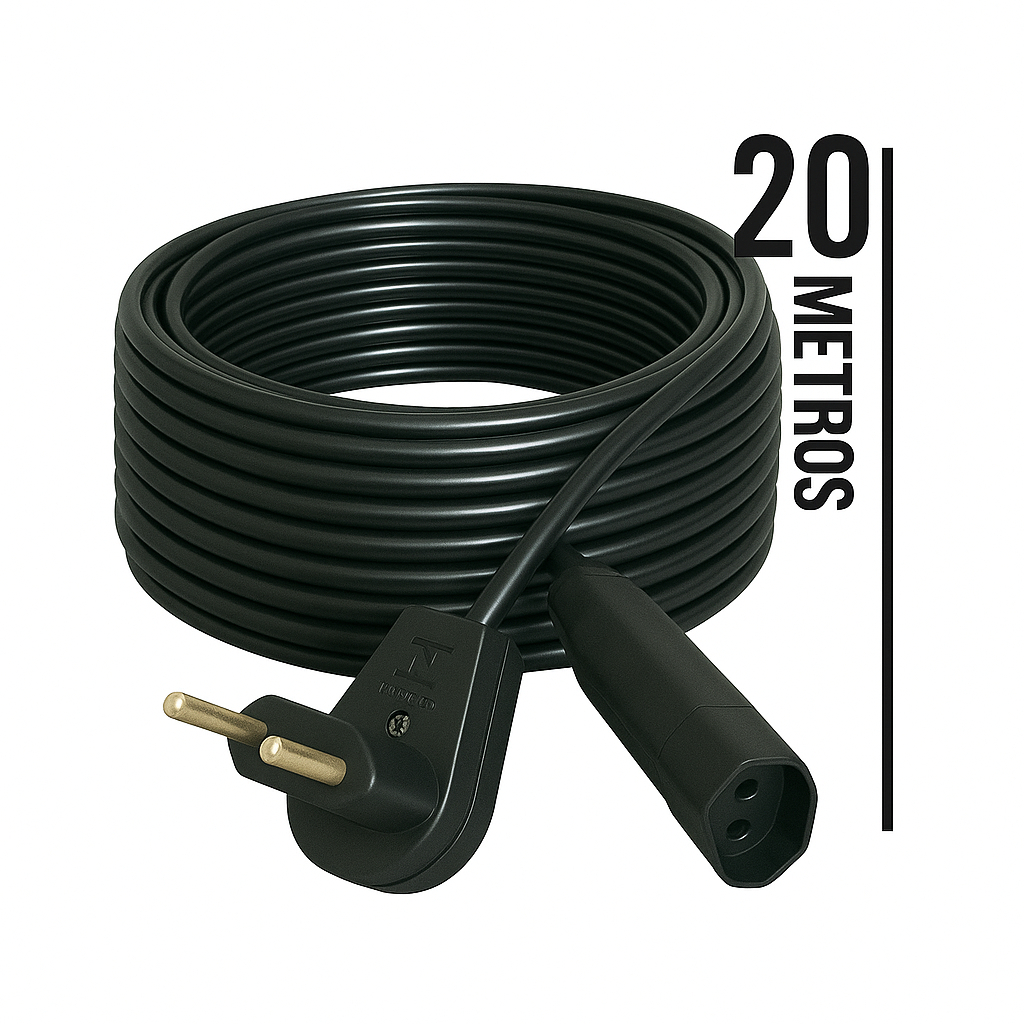 Extensão Elétrica 20 Metros 10A Cabo PP 2×1,0 Reforçada Certificada Anti-chama Frete Gratis
