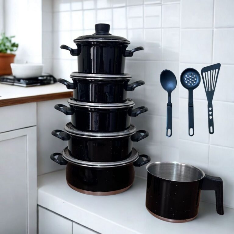 Jogo de Panelas 5 Peças + Leiteira e Jogo de Talh