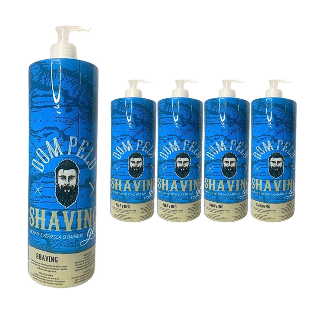 Kit 4 Shaving Gel Dom Pelo 1kg Profissional – Barba Suave Sem Irritações – Envio Imediato