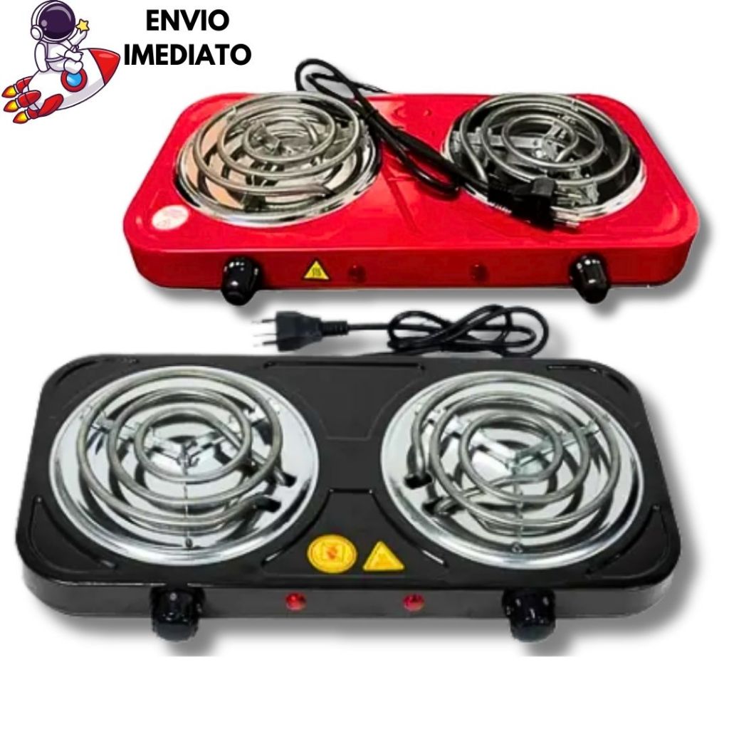 Fogareiro Elétrico 2 Bocas Portátil Camping Cooktop Cozinha 110v 220v Viagem Premium
