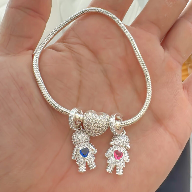 Pulseira Berloque Menina Menino Casal Prata 925