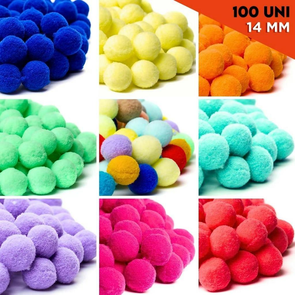 Pompom Cores Diversas 14mm – Com 100 Unidades – UMK