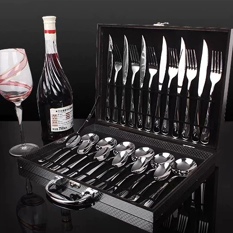 Jogo Talheres 24 Peças Faqueiro Inox Premium Luxo