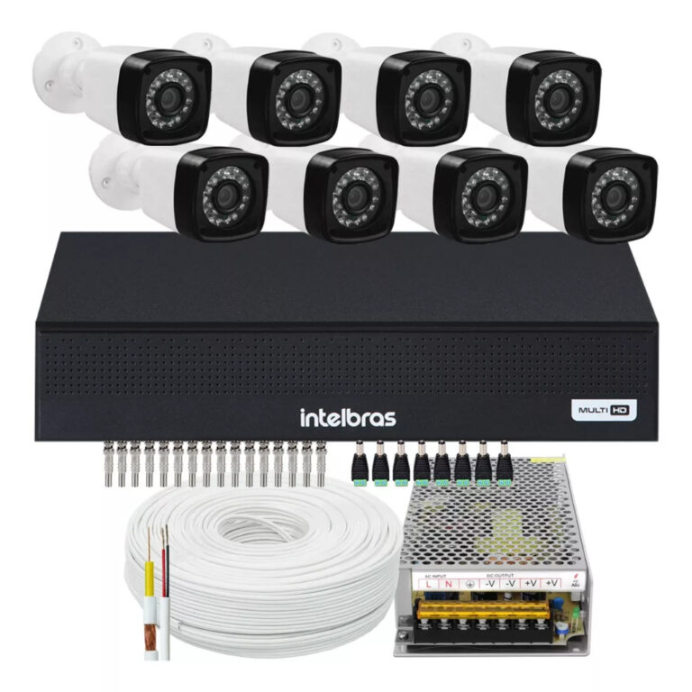 Kit 8 Cameras Seguranca Hd Dvr Intelbras full hd 8