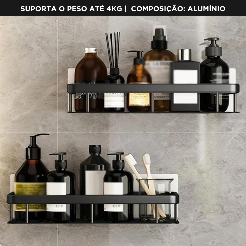 Suporte De Banheiro Organizador – Porta Shampoo E Sabonete Sem Furo – AV