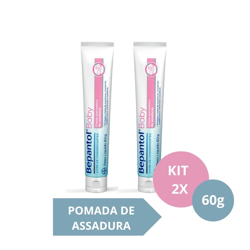 Kit com 2 Cremes Pomada de Assadura 60gr Cada – Bepantol