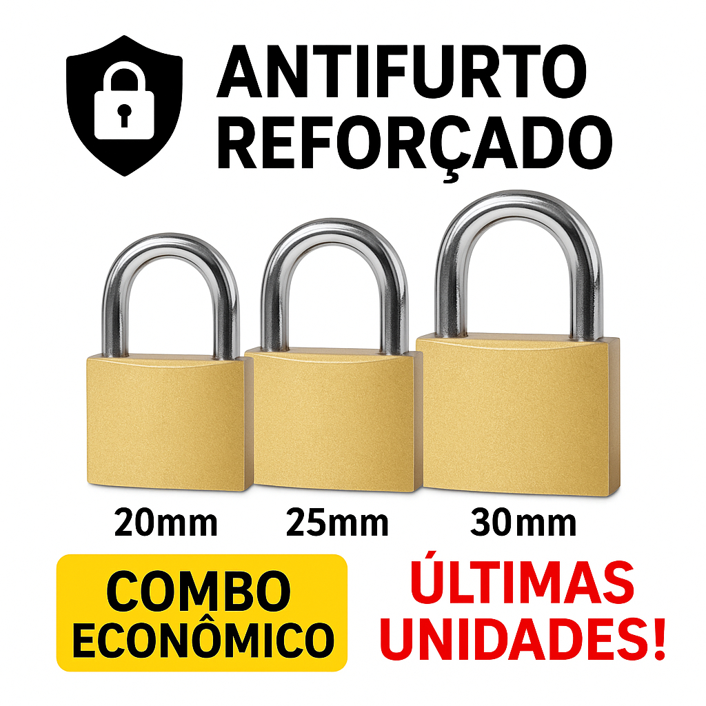 Kit 3 Cadeados Reforçados 20/25/30mm Antifurto + Super Oferta