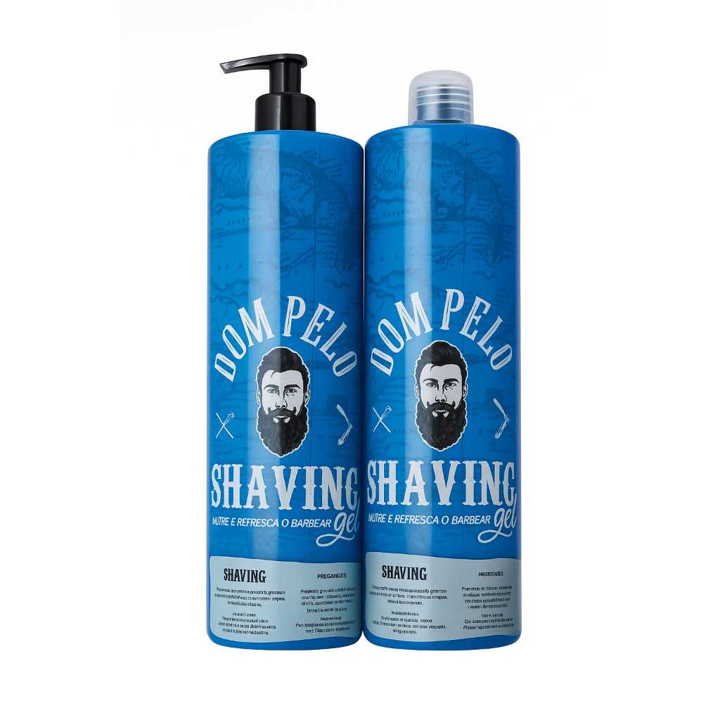 Kit 2 Shaving Dom Pelo Profissional 1 Litro Pronta Entrega Envio Imediato barbearia gel barbear