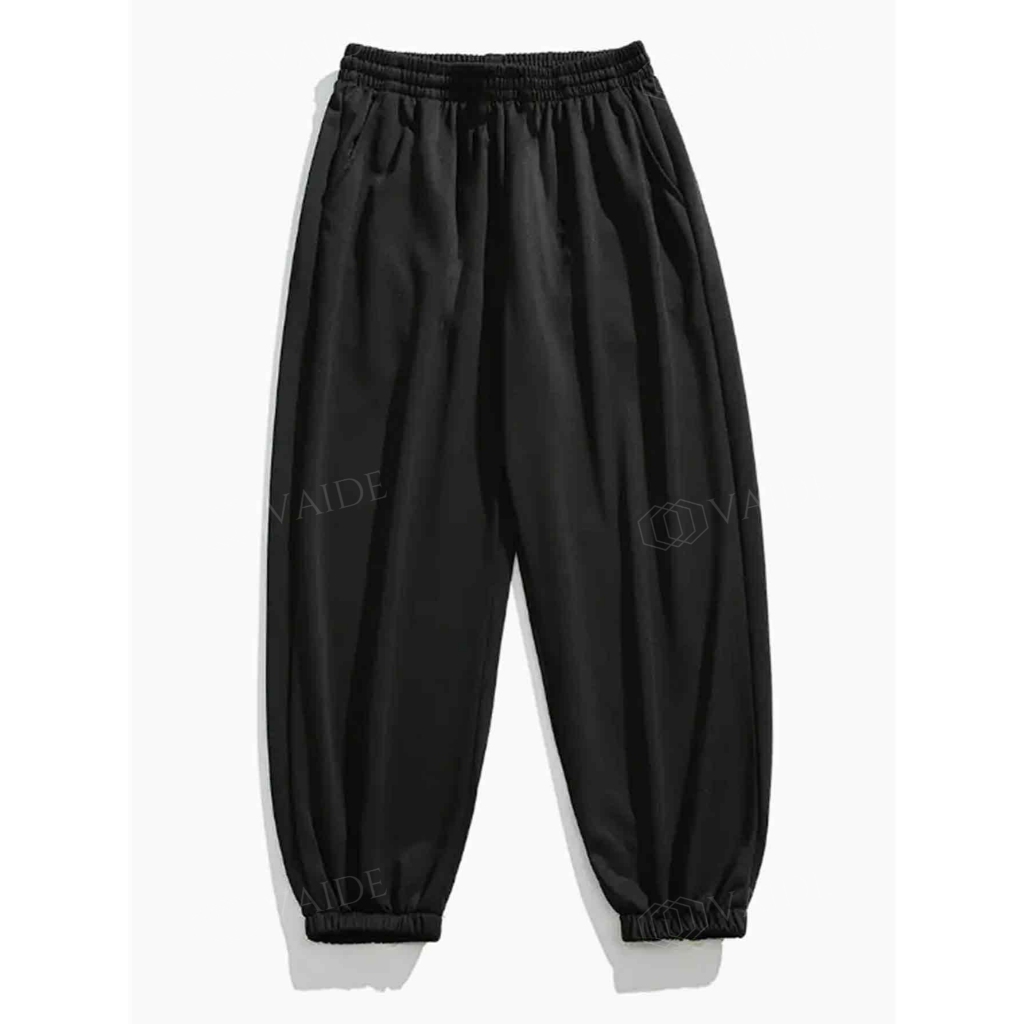 Calça Punho Bolsos Laterais Street Style Old School Moderna Confortável Despojada Lisa Larga