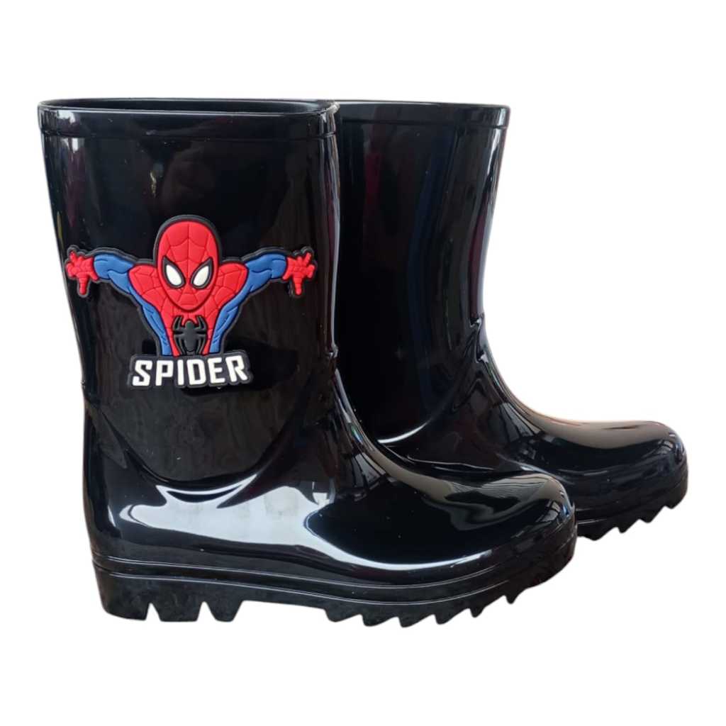 Galocha Bota de Chuva homem Aranha Cano Alto 17CM Confortável Menino Impermeável Infantil Juvenil an