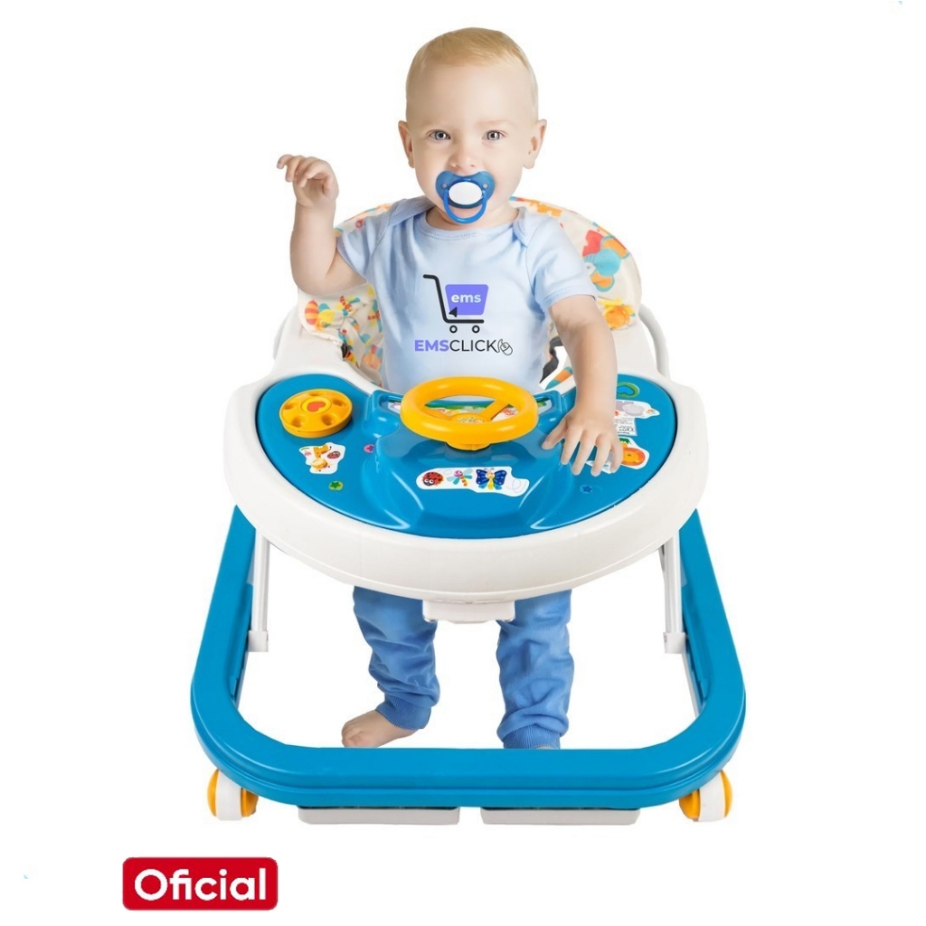 Andador Infantil Sonoro Bebê Azul Styll Baby Menino Didático Criança Suspenso Musical