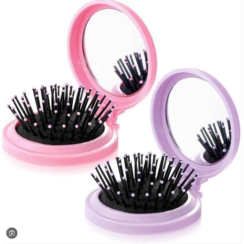 ANA1108 1/3/6/12PCS Mini Escova de Cabelo Dobrável Com Espelho-Portátil e Perfeita Para Bolsa