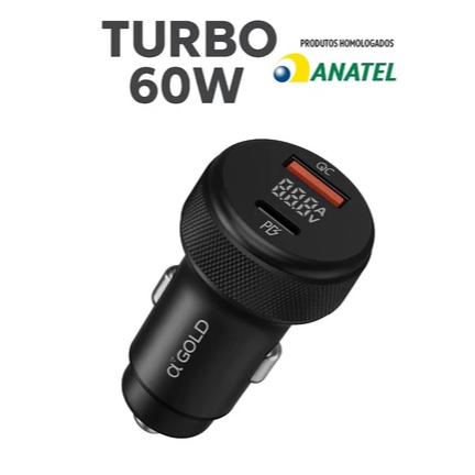 Carregador Veicular Turbo Cj12-4 60w 2 Saídas Typ