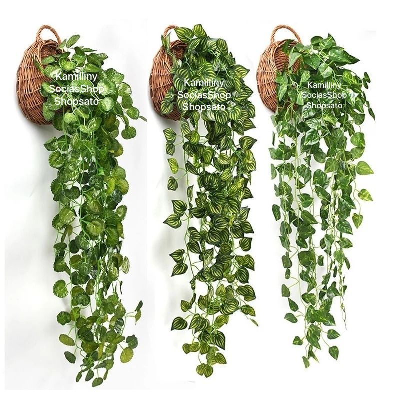 Arranjo 2M De Pendentes Artificiais + 1 Vaso Trançado de Planta Decoração Casa, Casamento, Quarto, E