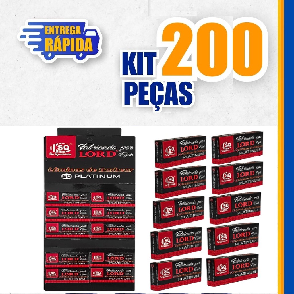 200 Peças Lâminas LORD PLATINUM Gillete Profissional Para Barbeiros Fabricadas no Egito