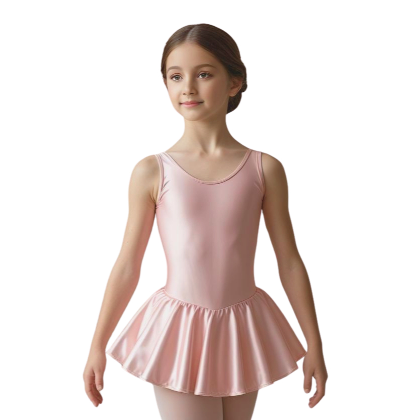 Collant Ballet Body Regata Rosa Com Brilho Saia Embutida – Roupa Balé Infantil