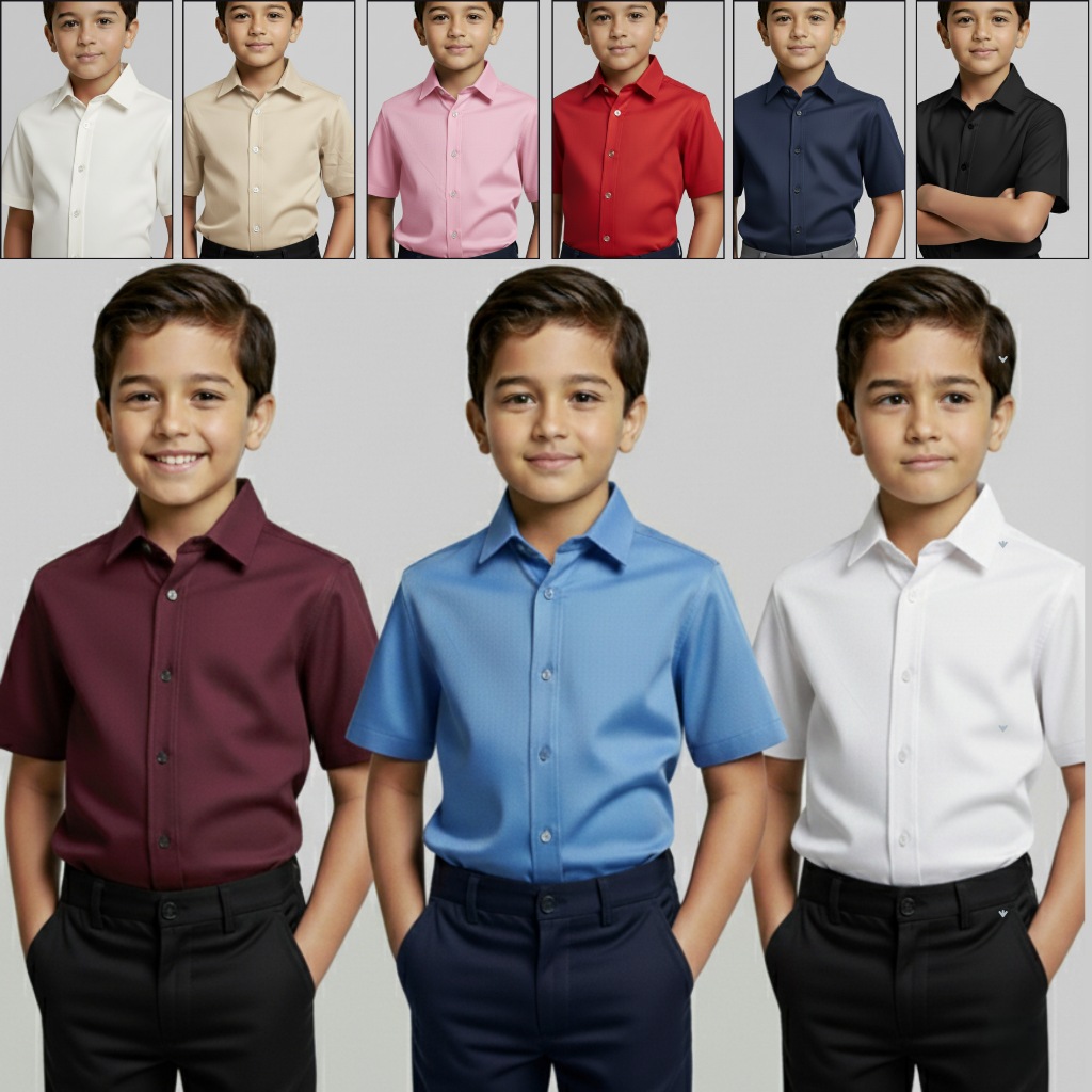 Camisa Social Infantil Menino CYNTHARA Manga Curta Elegante e Confortável  Tam 2 a 10