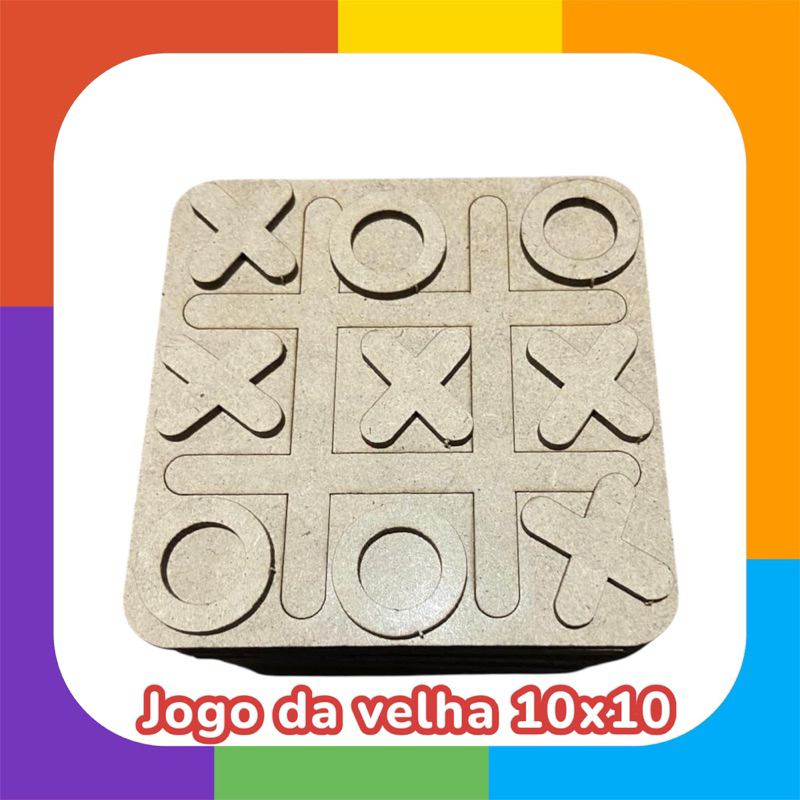 Kit 50 Jogo Da Velha 10×10 Tabuleiro Brinquedo Educativo Presente Lembrancinha infantil escolar MDF