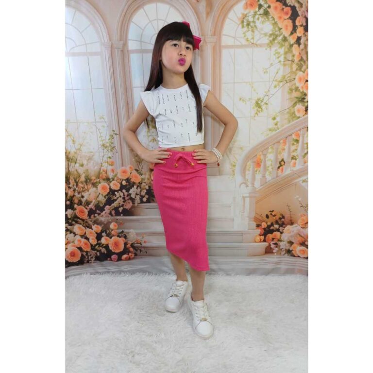 Saia Infantil e juvenil De Tecido Ana ruga Para Mi