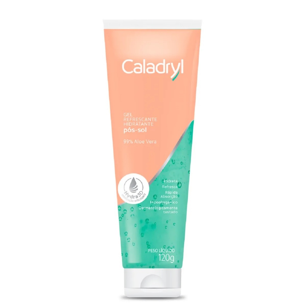 Gel Pós-Sol Caladryl 120g – Hidrata, Refresca, 99% Aloe Vera, Rápida Absorção e Hipoalergênico