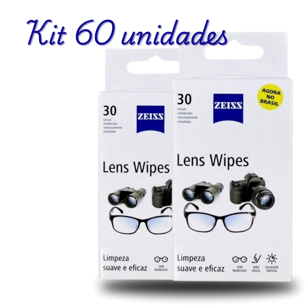 60 unidades de Zeiss Lens Wipes  – Lenços umedecidos – Limpador de Óculos