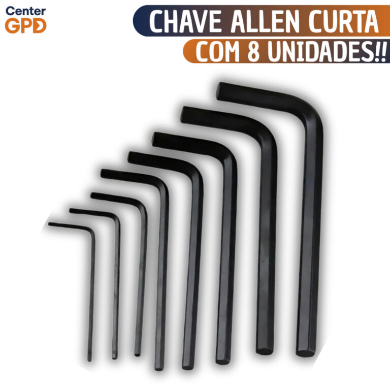 Jogo Chave Allen Curta 8 Pçs Hexagonal 1,5mm Até