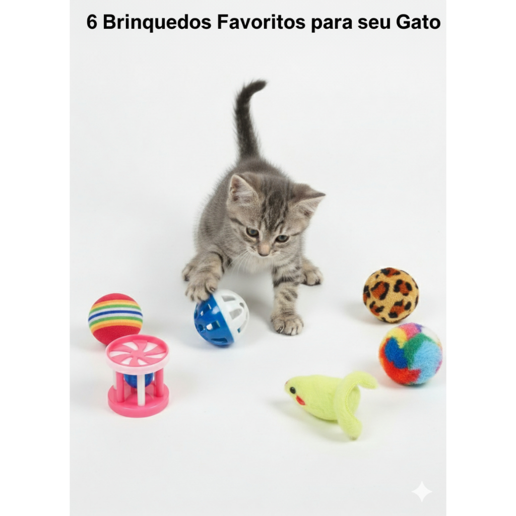 Kit Gato 6 Brinquedos para  Pet com  Barulhinho  Interativo Bolinha Ratinho Divertido ENVIO IMEDIATO