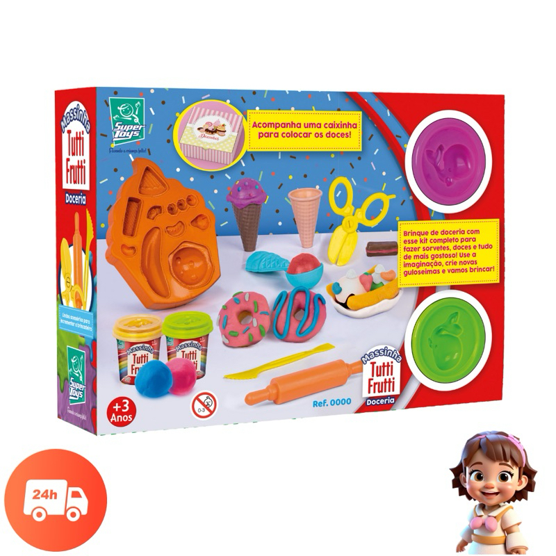 Massinha de Modelar Infantil Doceria Com Cheiro de Tutti-Frutti + Acessórios – Super Toys