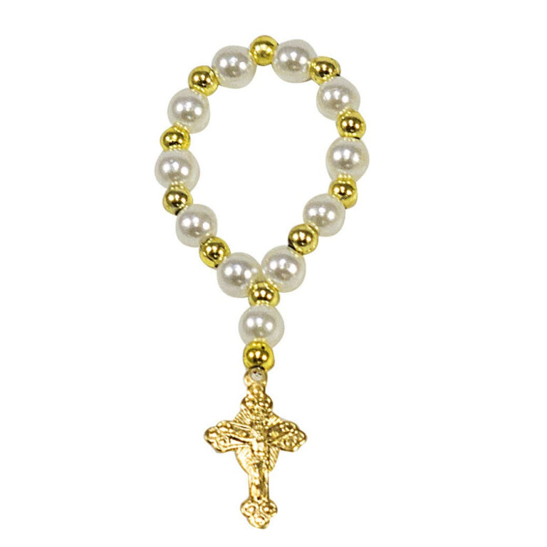 50 Mini Terço perolas artesanal com pingente CRUZ