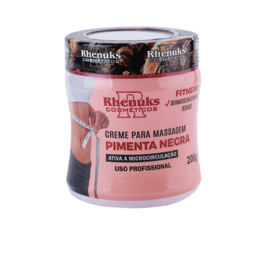 Creme para Massagem Pimenta Negra 200g – Rhenuks Cosméticos – 1un – (REDUTOR DE MEDIDAS)