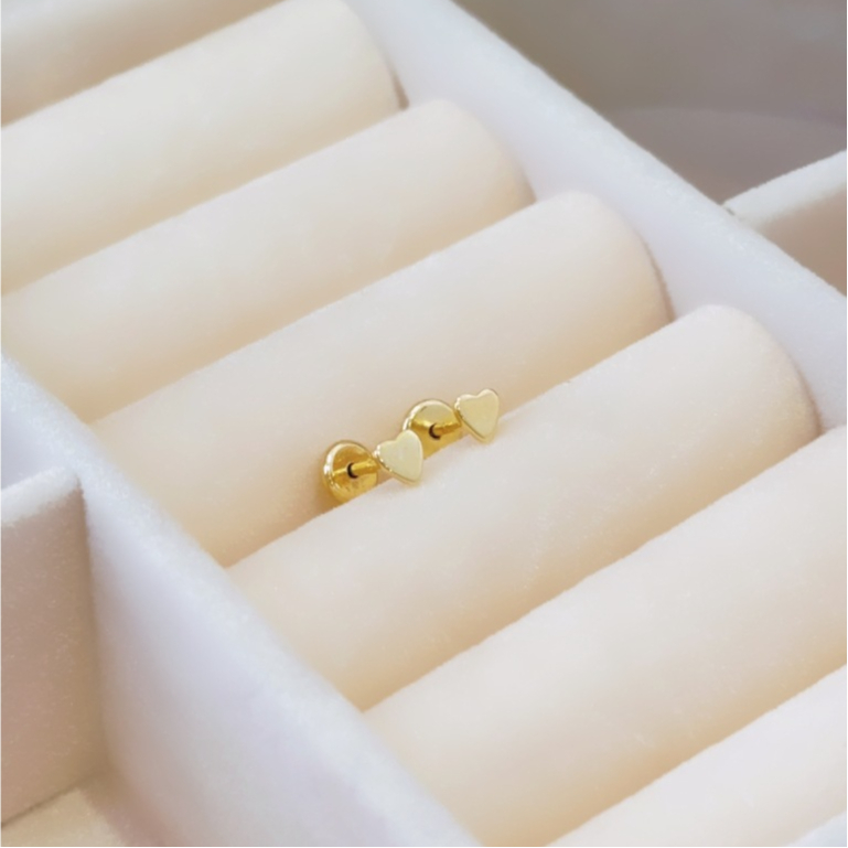 Brinco Infantil Coração Tamanho P Folheado a Our