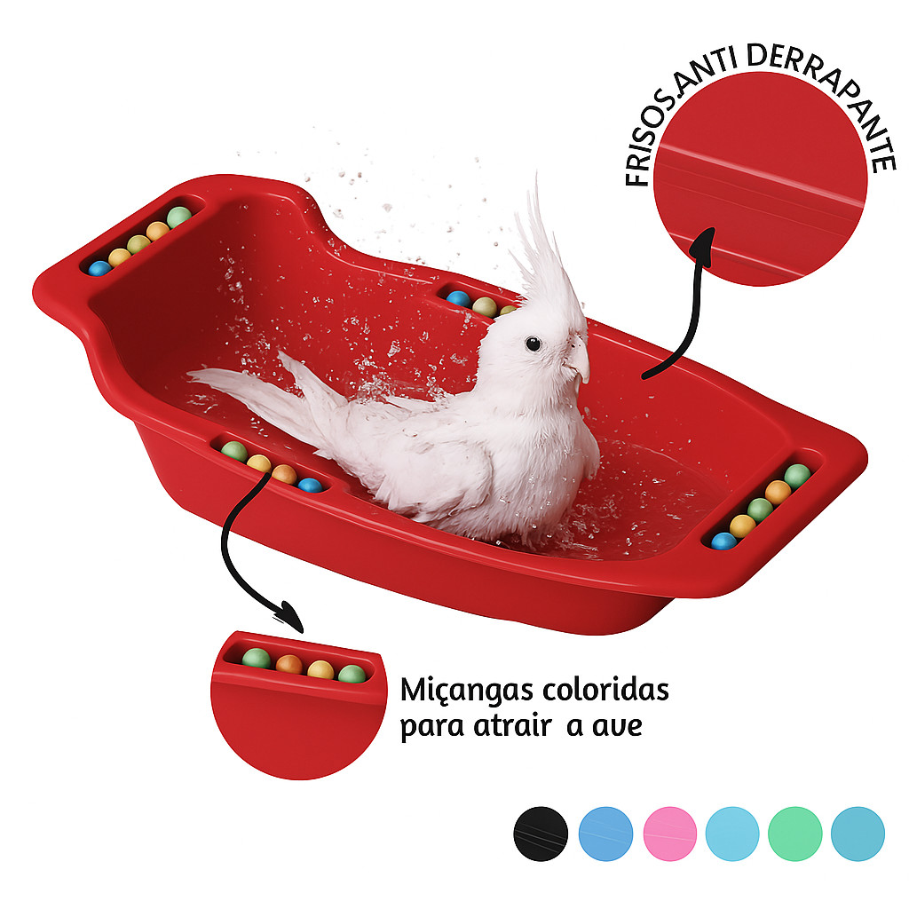 Banheira Grande Interna Decorada Calopsita, Agapornes Passaros Diversos Birds