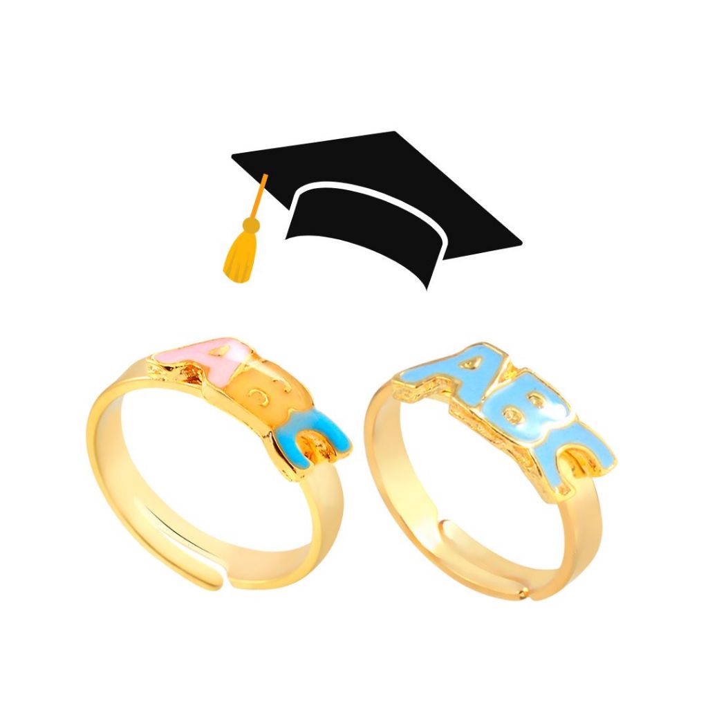Anel de Formatura Infantil ABC Banhado em Ouro 18K
