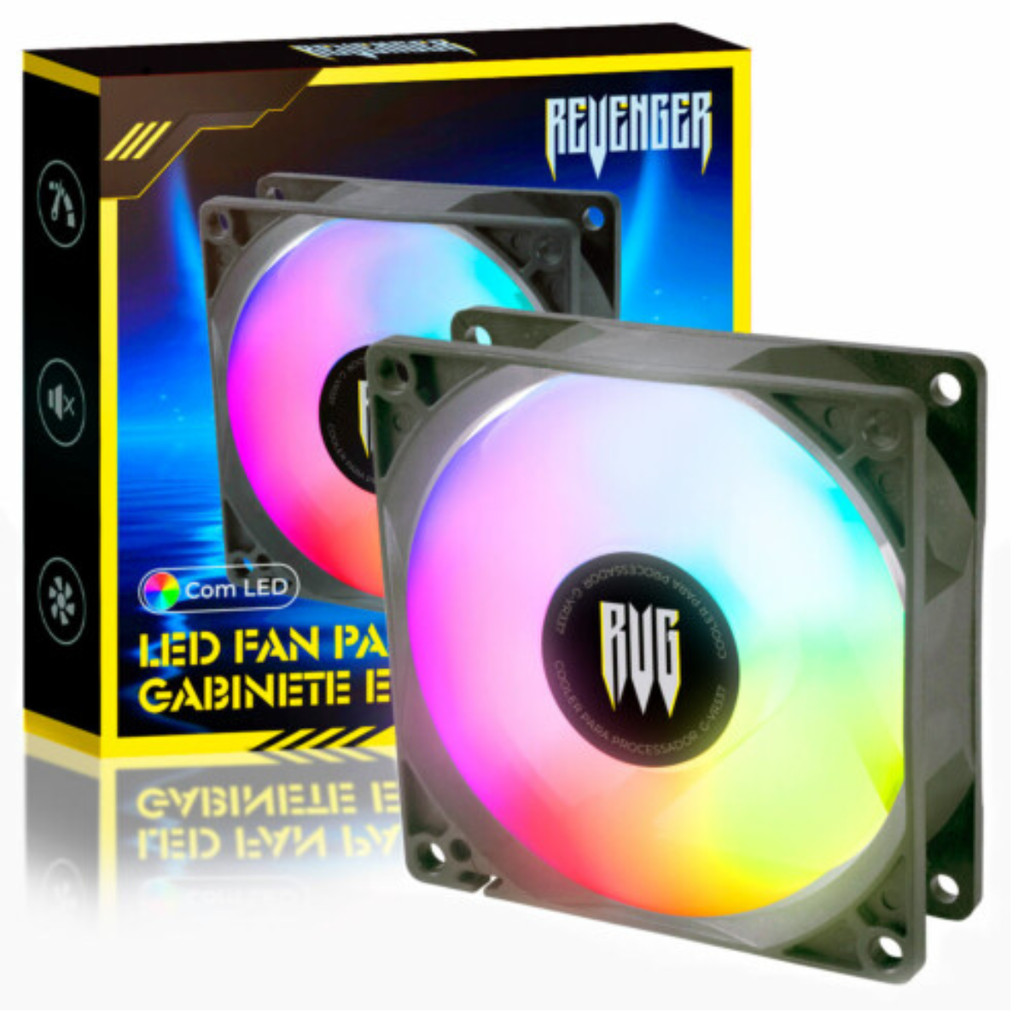 Cooler Fan 80mm Para Pc Ventoinha Gamer Led Rgb 12v Revenger