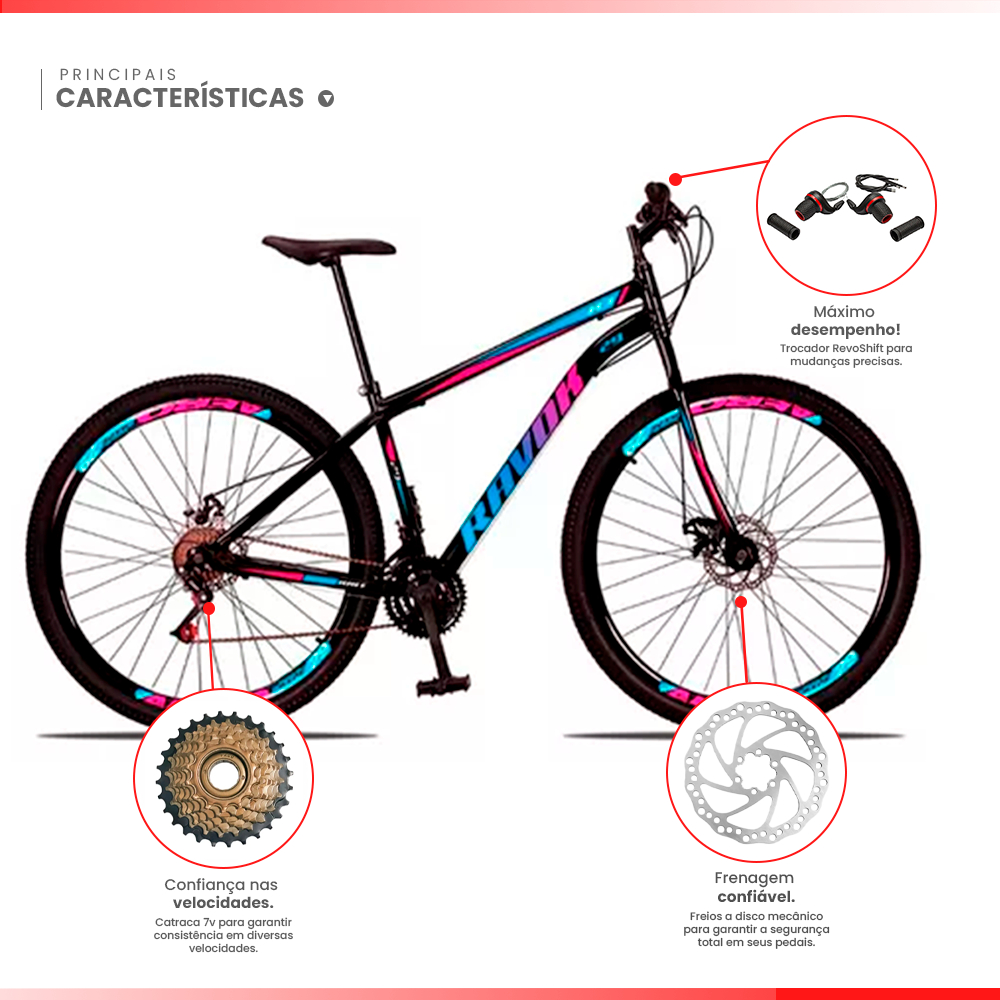 Kit Desmontado Bicicleta Aro 29 Quadro Aço Carbono 21v Freios a Disco MTB