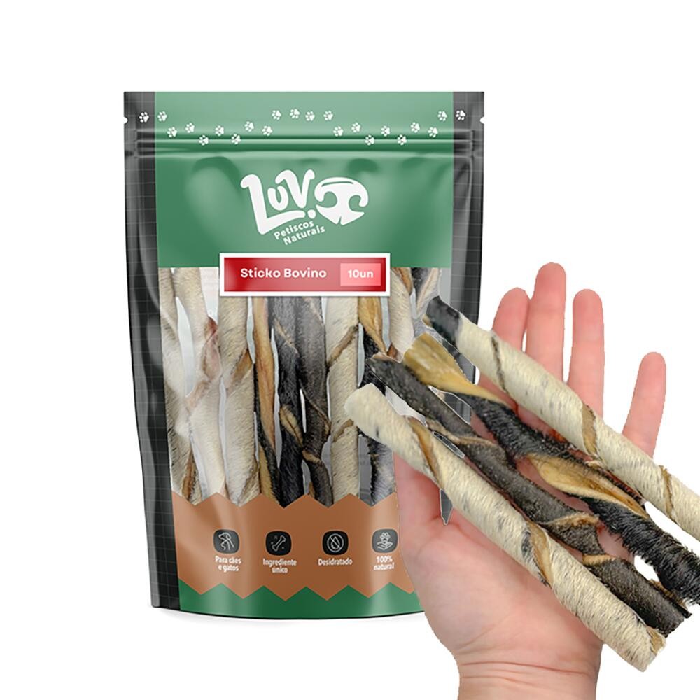 Sticko Bovino Palitinhos Mordedor Natural para Cães 10 unid – Luv