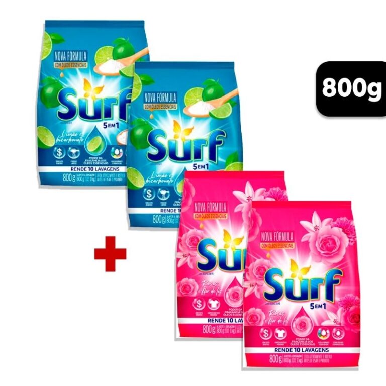 Sabão em pó, Lava Roupas Surf kit com 4uni de 80