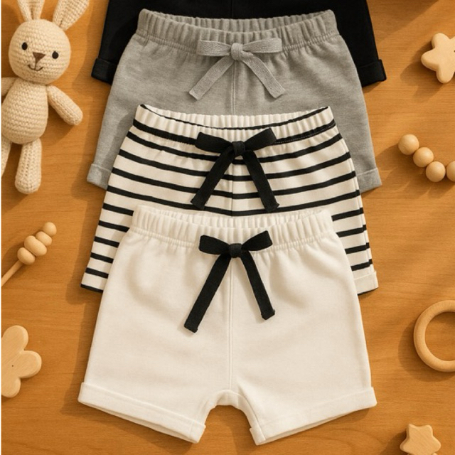 Kit 3 Short Infantil Bebê Recém Nascido de Alta