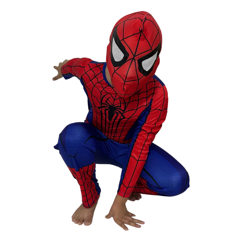 Fantasia Homem Aranha Infantil COM Mascara Touca DE TECIDO Spiderman VINGADORES ENTREGA RAPIDA