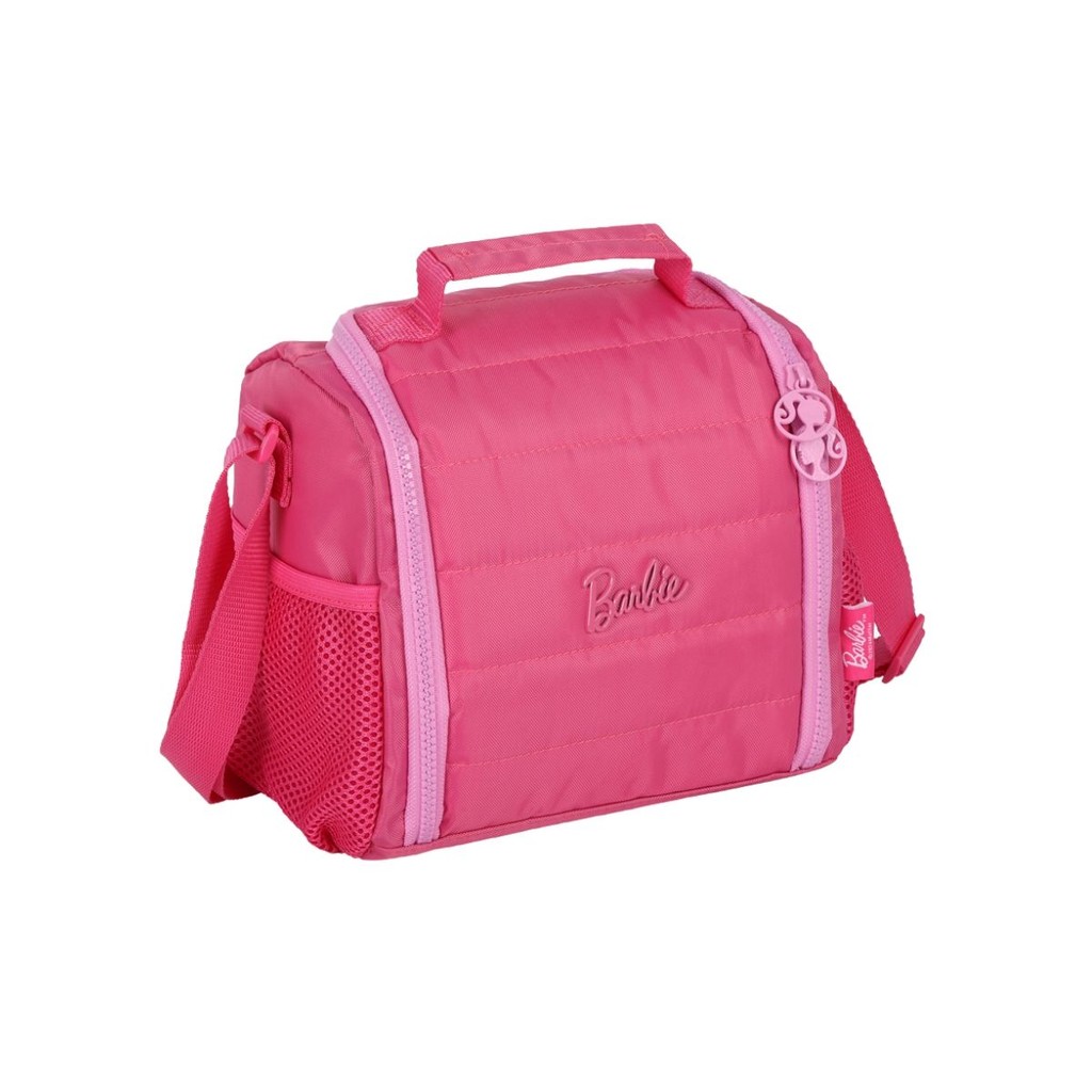 Lancheira Térmica porta marmita Barbie Rosa com Alça e Bolso Telado Oficial