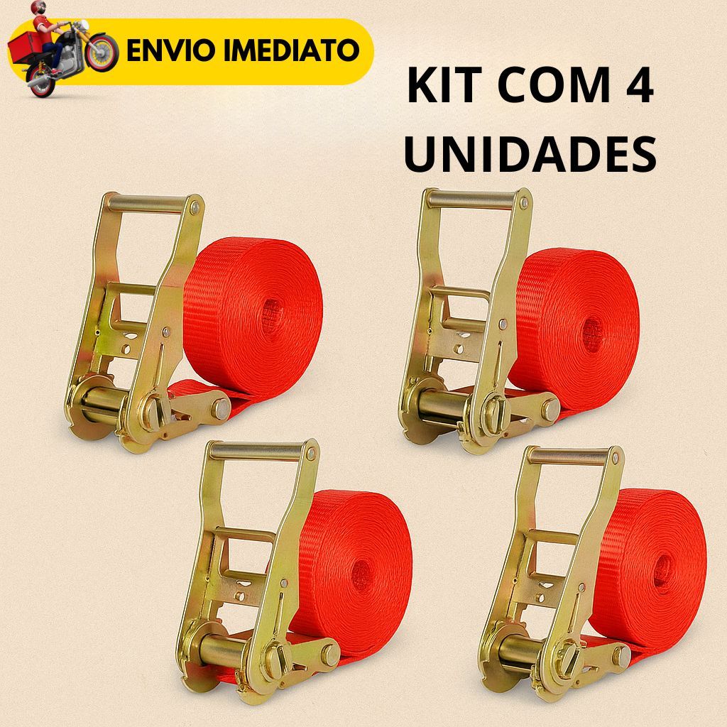Cintas com Catraca 25mm×4,5m para Carga Amarração Resistente Fita Prendedor Forte para Caminhão Moto