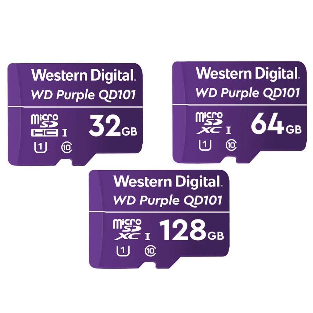 Cartão de Memória Micro SD P/ Segurança Eletrônica Western 64GB e 128GB Digital Wd Purple
