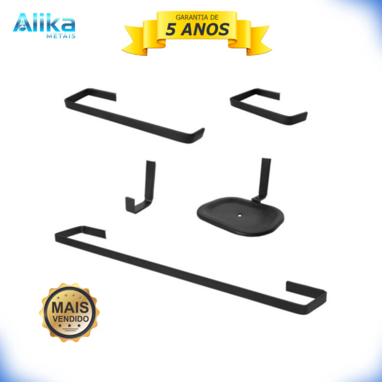 Kit Acessórios Para Banheiro Quadrado Completo 5 