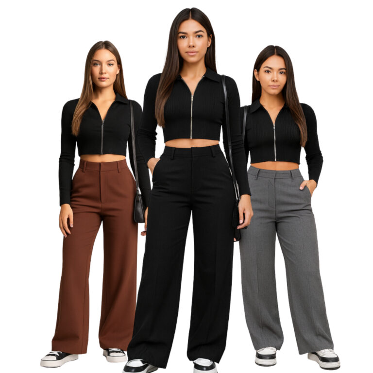 Calça Pantalona Alfaiataria Cintura Alta e com Bo