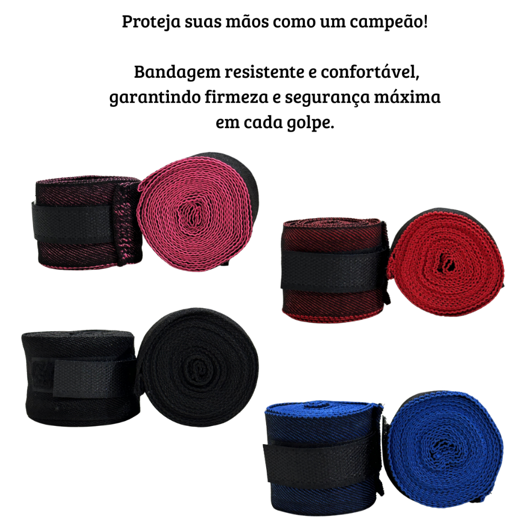Bandagem Elástica 3 e 5 Metros Muay Thai – Faixa de Boxe – Artes Marciais