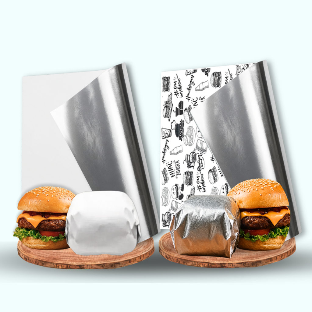 Papel Acoplado 30×38 p/ Lanche Delivery Fast Food Linha Premium C/ Manta Térmica Kits 100 à 250 Und